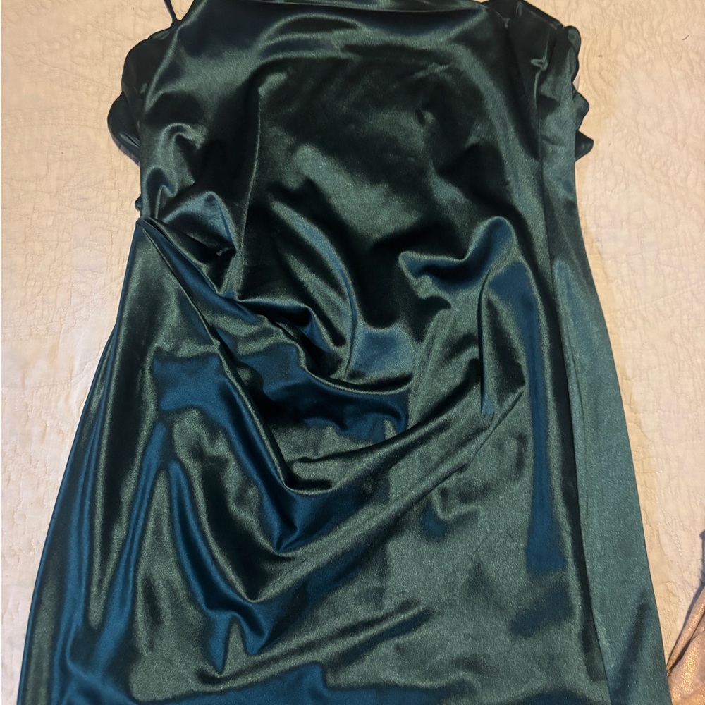 Lucy in the Sky Deep Green Satin Dress